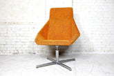 Atomic Star Trek Style Orange Swivel Armchair with Tall Back by Arcadia Chairs