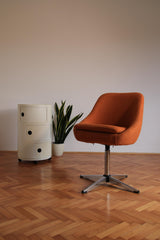 Vintage Orange Swivel Chair by Stol Kamnik / Mid Century Modern Upholstered Lounge Chair / Office Egg Chair / Yugoslavia / 1970s