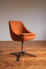 Vintage Orange Swivel Chair by Stol Kamnik / Mid Century Modern Upholstered Lounge Chair / Office Egg Chair / Yugoslavia / 1970s
