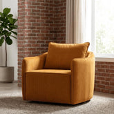 WILEY Swivel Accent Chair Plush Burnt Orange Performance Fabric Club Chair with 360 Degree Swivel Base