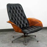 Mid Century Modern Lounge Chair Plycraft Mr Tufted Black Swivel George Mulhauser