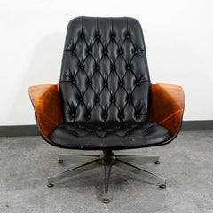Mid Century Modern Lounge Chair Plycraft Mr Tufted Black Swivel George Mulhauser
