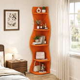 S-Shaped Corner Shelf 5-Tier Freestanding Curved Display Rack Space-Saving Corner Bookshelf Home Organizer