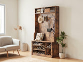 3-in-1 Entryway Hall Tree, Coat Rack, Bench, Shoe Storage, MDF Organization