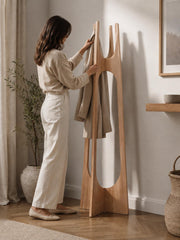 Modern Wooden Coat Rack | Scandinavian Freestanding Coat Stand | Birch Plywood Hall Tree | Minimal Entryway Organizer