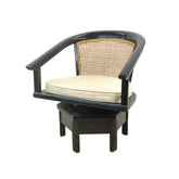 Vintage Black Lacquer Swivel Chair with Cane Back