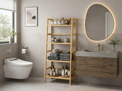 4 Tier Bamboo Ladder Shelf, Freestanding Plant Stand, Bathroom Storage (Natural)