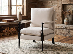 Wood Frame Accent Chair, Brown Beige Chenille Lounge Chair, Removable Cushion, Mid Century Style, Accent Chair For Bedroom & Livingroom