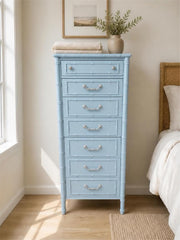 Thomasville Allegro Faux Bamboo Tall 7-Drawer Dresser: Hollywood Regency Palm Beach Style
