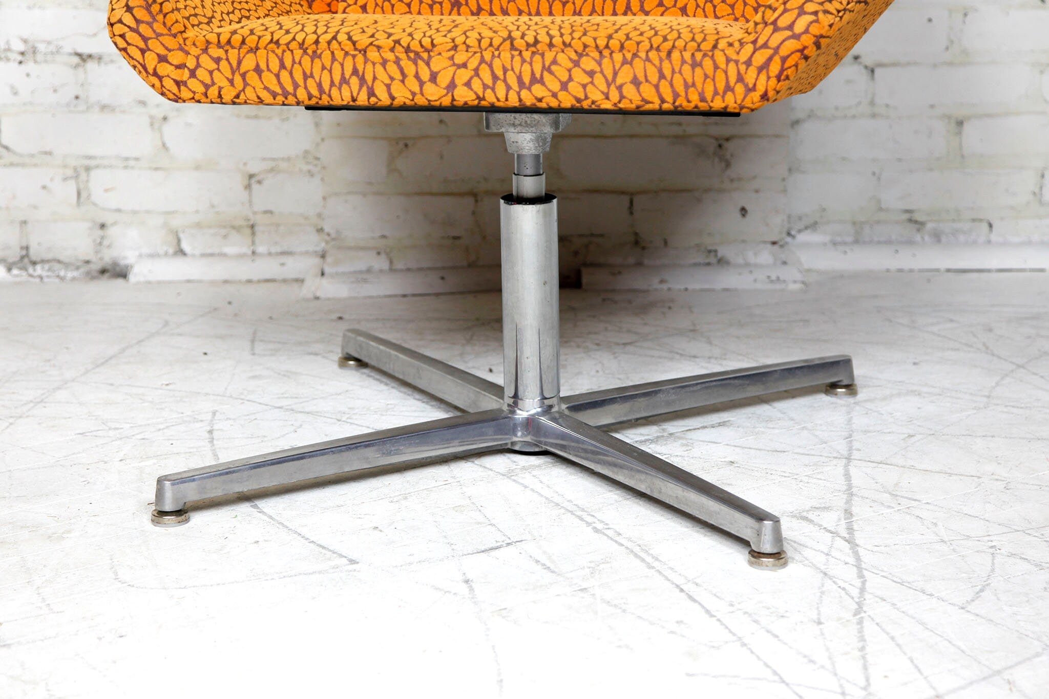 Atomic Star Trek Style Orange Swivel Armchair with Tall Back by Arcadia Chairs