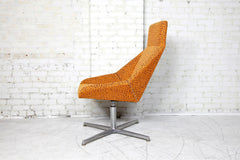 Atomic Star Trek Style Orange Swivel Armchair with Tall Back by Arcadia Chairs