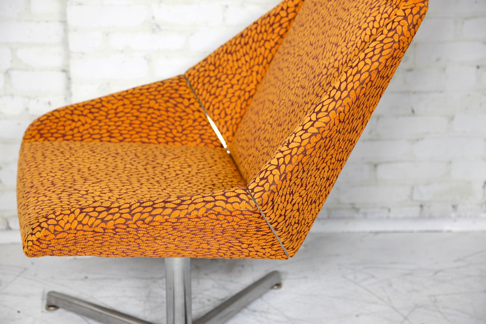 Atomic Star Trek Style Orange Swivel Armchair with Tall Back by Arcadia Chairs