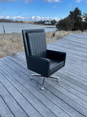 Vintage Executive Swivel Desk Chair Designed by Milo Baughman for Thayer Coggin, Mid Century Modern Desk Chair, Black Rolling Office Chair