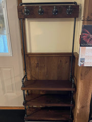 Industrial Style Entryway Bench with Coat Hooks and Shoe Rack, Mudroom Organization Coat Rack and Shoe Bench Hall Tree