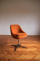 Vintage Orange Swivel Chair by Stol Kamnik / Mid Century Modern Upholstered Lounge Chair / Office Egg Chair / Yugoslavia / 1970s