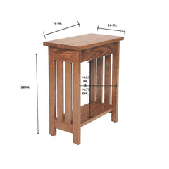 Oak End Table, Narrow Mission Style Plant Stand