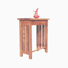 Oak End Table, Narrow Mission Style Plant Stand