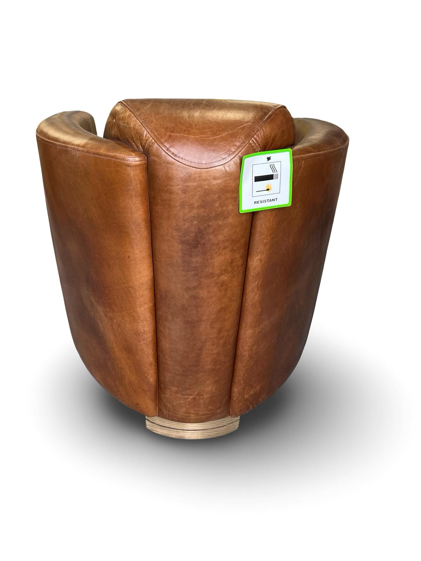 Leather Armchair Cigar Antique Brown Aged Vintage Style Office Study Living Room Feature Chair
