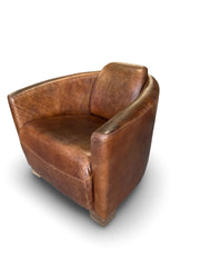 Leather Armchair Cigar Antique Brown Aged Vintage Style Office Study Living Room Feature Chair