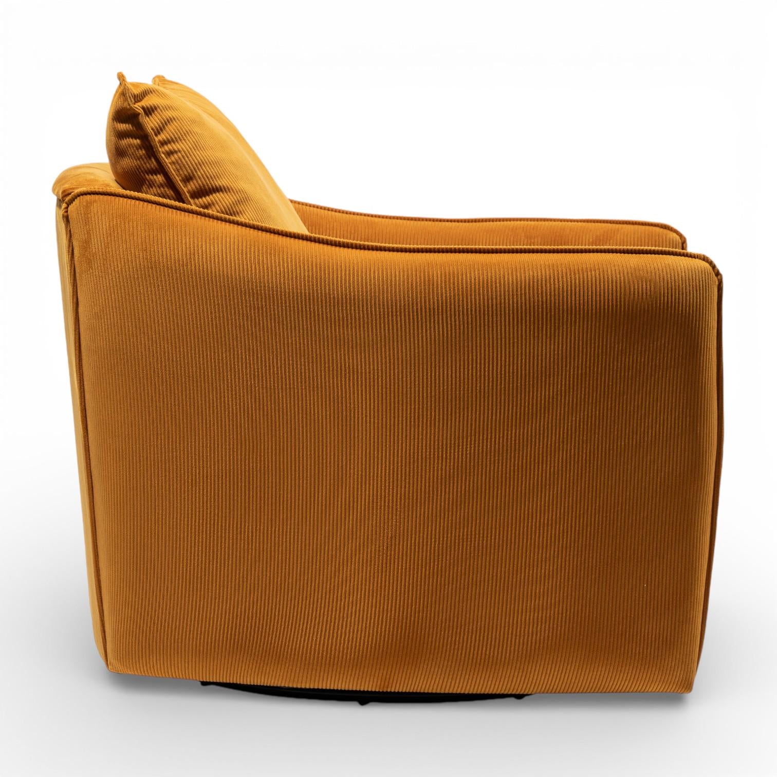 WILEY Swivel Accent Chair Plush Burnt Orange Performance Fabric Club Chair with 360 Degree Swivel Base
