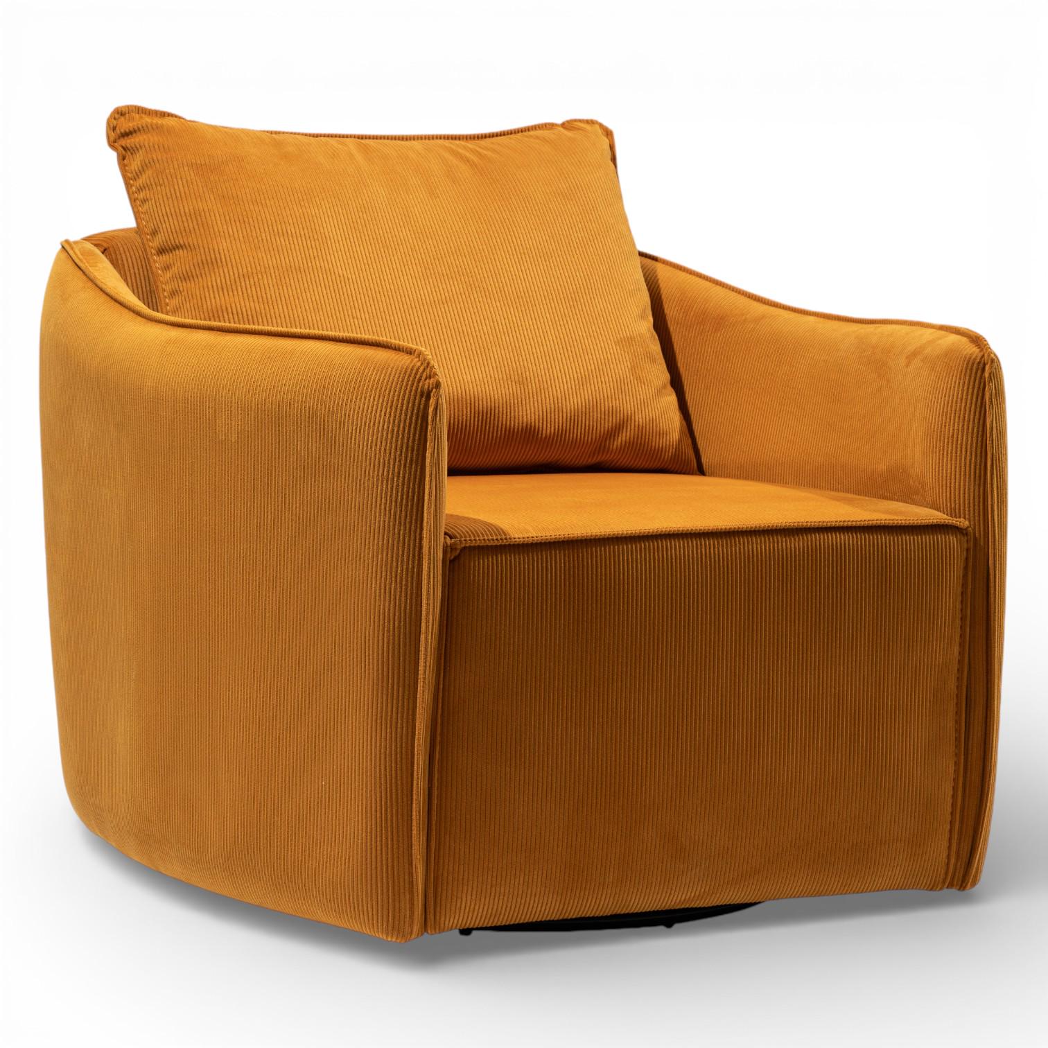 WILEY Swivel Accent Chair Plush Burnt Orange Performance Fabric Club Chair with 360 Degree Swivel Base