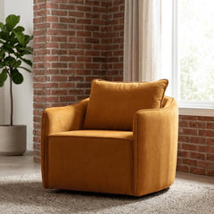 WILEY Swivel Accent Chair Plush Burnt Orange Performance Fabric Club Chair with 360 Degree Swivel Base