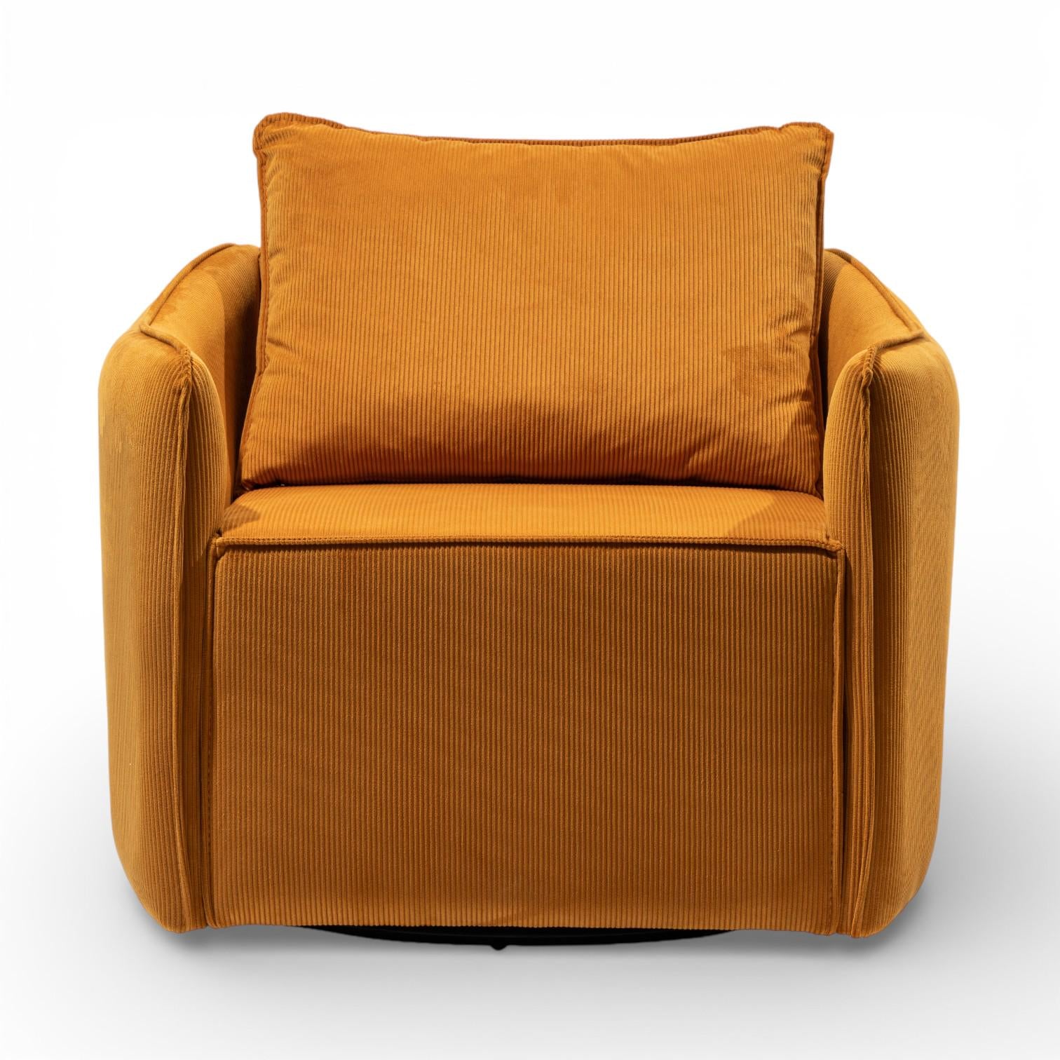 WILEY Swivel Accent Chair Plush Burnt Orange Performance Fabric Club Chair with 360 Degree Swivel Base