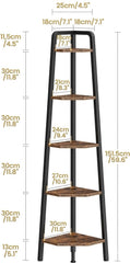 5 Tier Corner Shelf Rustic Industrial Ladder Bookshelf