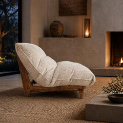 Ivory Bouclé Bean Bag Sac Chair