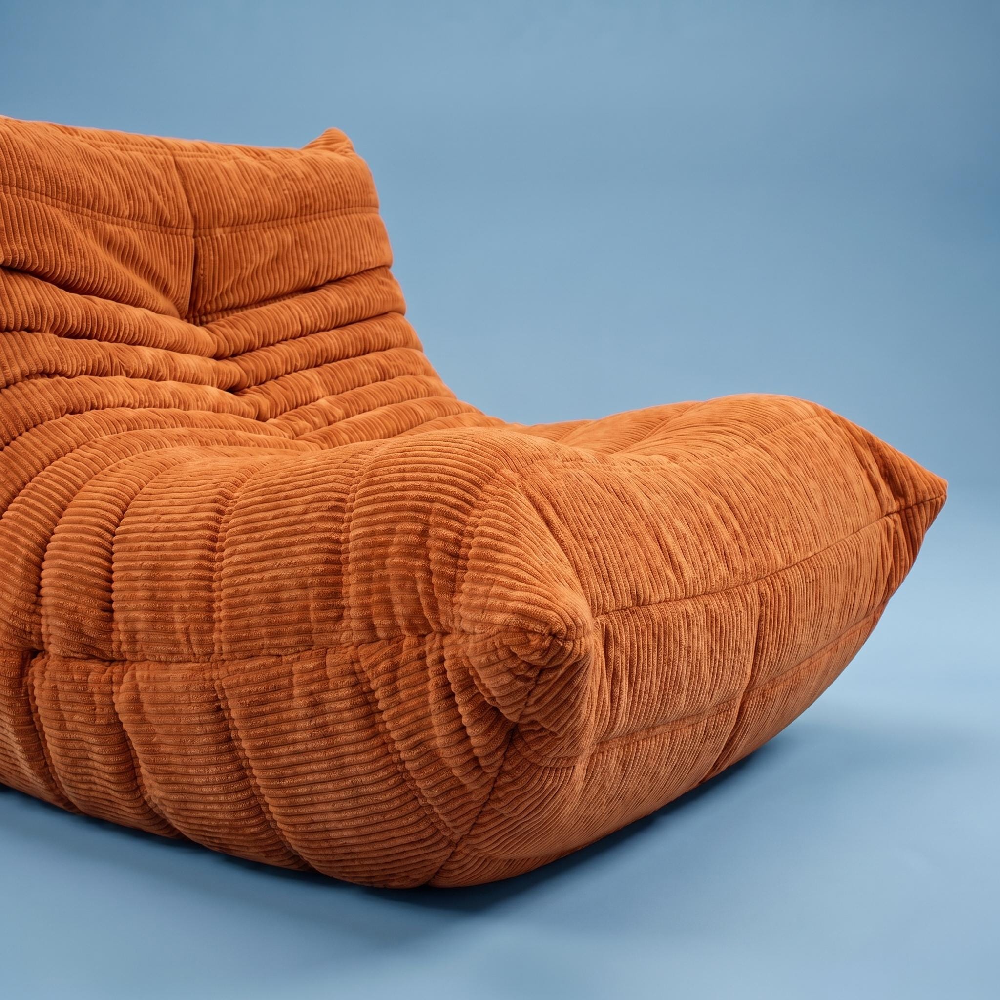 Orange Corduroy Low Profile Accent Chair