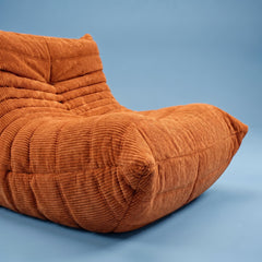 Orange Corduroy Low Profile Accent Chair