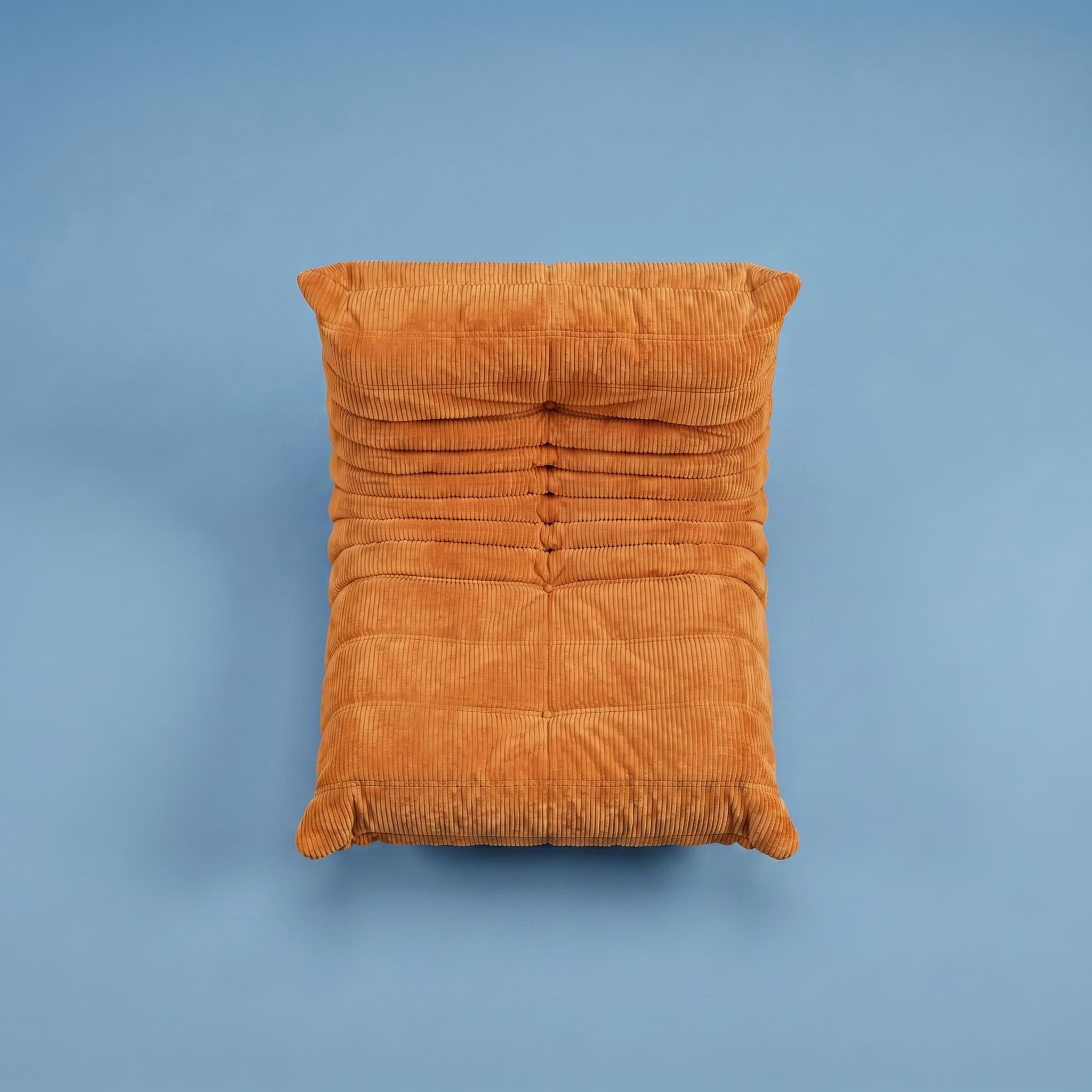 Orange Corduroy Low Profile Accent Chair