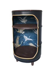 Oil Barrel Drum Cabinet Bedside Table Nightstand Minibar Side End Table Black