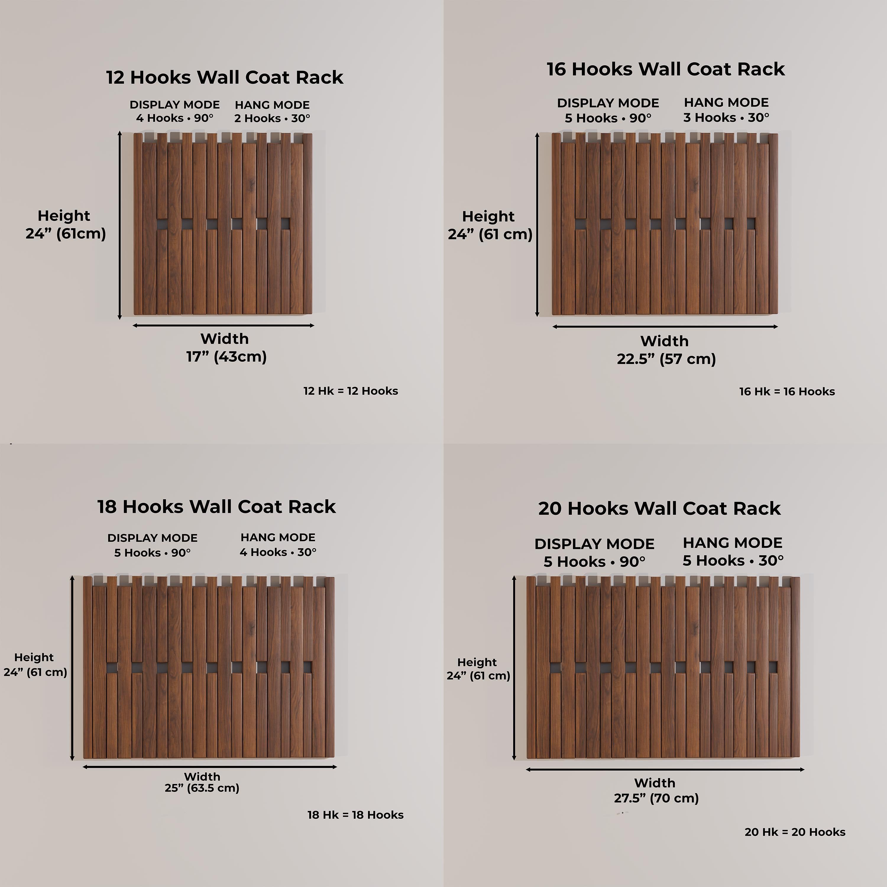 Modern Entryway Organizer | Solid Wood Wall Rack with Hooks | Shoe Storage | Coat Rack | Japandi Storage
