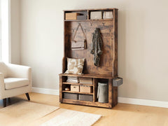 3-in-1 Entryway Hall Tree, Coat Rack, Bench, Shoe Storage, MDF Organization