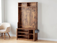3-in-1 Entryway Hall Tree, Coat Rack, Bench, Shoe Storage, MDF Organization