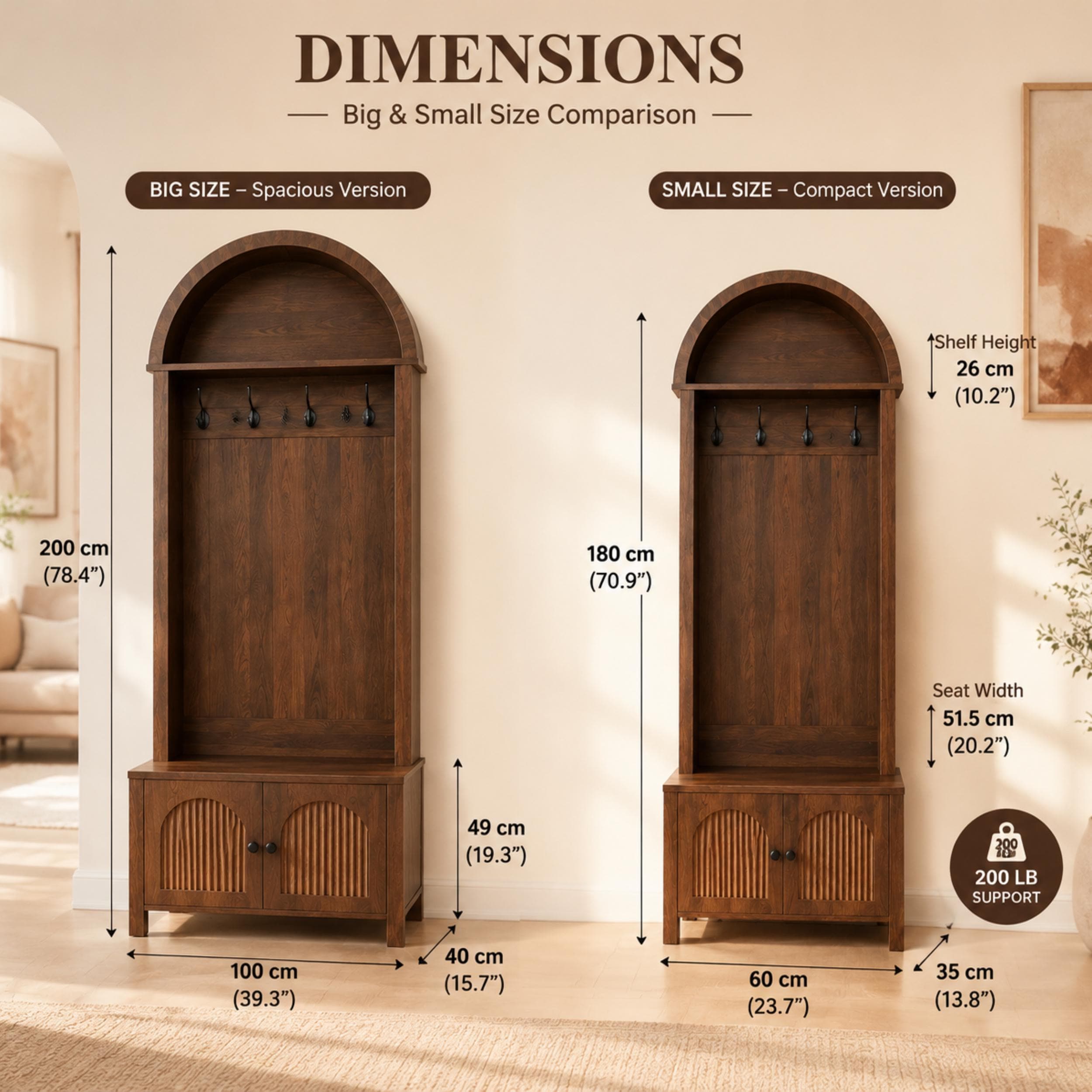 Farmhouse Hall Tree with Bench & Shoe Storage | Entryway Coat Rack with Hooks