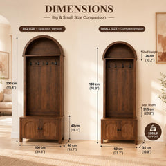 Farmhouse Hall Tree with Bench & Shoe Storage | Entryway Coat Rack with Hooks