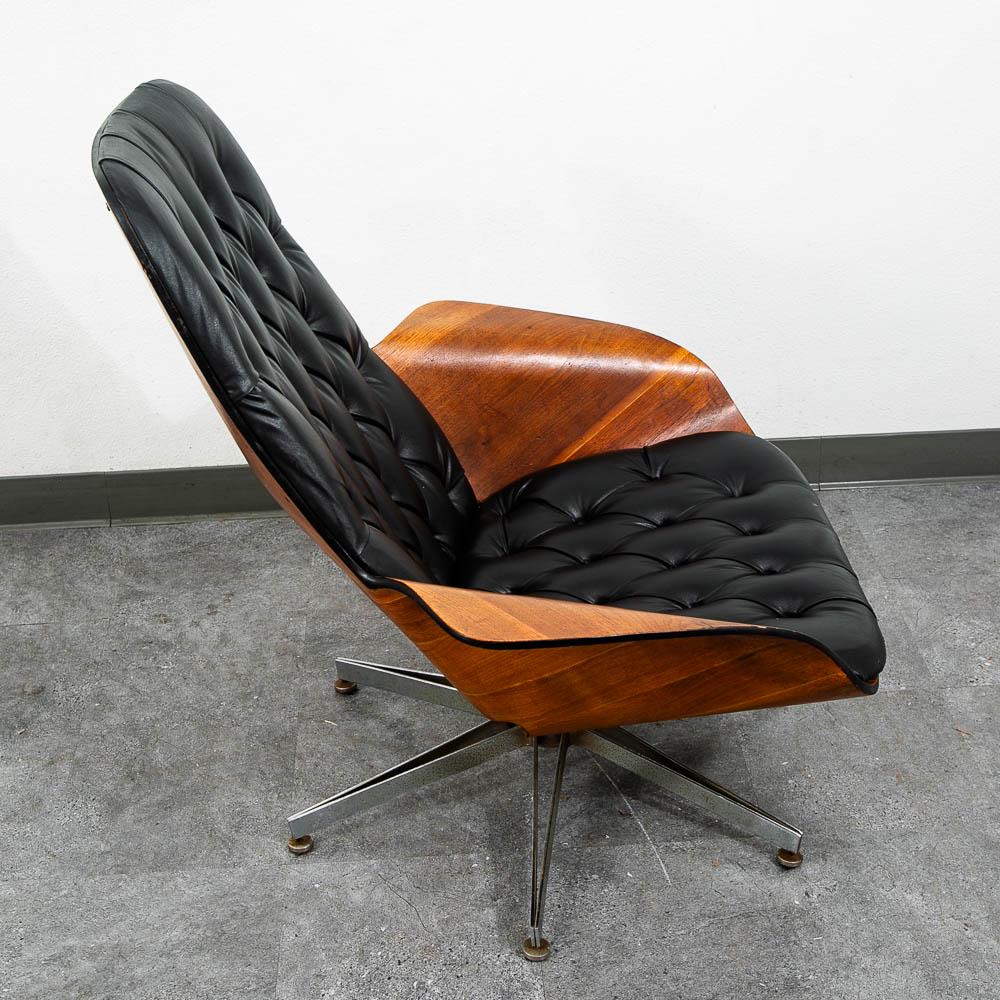 Mid Century Modern Lounge Chair Plycraft Mr Tufted Black Swivel George Mulhauser