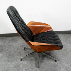 Mid Century Modern Lounge Chair Plycraft Mr Tufted Black Swivel George Mulhauser