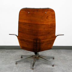 Mid Century Modern Lounge Chair Plycraft Mr Tufted Black Swivel George Mulhauser