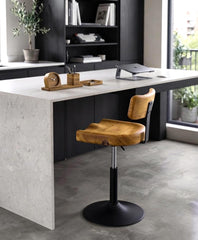 Solid Oak Swivel Dining Chair | Adjustable Wood Office Chair with Back | Height Adjustable Accent Chair