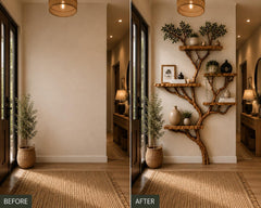 Tree Wall Shelf, Rustic Wooden Floating Shelves, Large Tree Bookshelf, 70 x 55 in