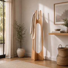 Modern Wooden Coat Rack | Scandinavian Freestanding Coat Stand | Birch Plywood Hall Tree | Minimal Entryway Organizer