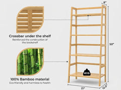 4 Tier Bamboo Ladder Shelf, Freestanding Plant Stand, Bathroom Storage (Natural)