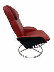 Vintage 1999 IKEA Red Vinyl Swivel Lounge Chair