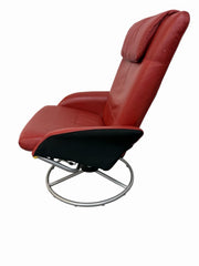 Vintage 1999 IKEA Red Vinyl Swivel Lounge Chair