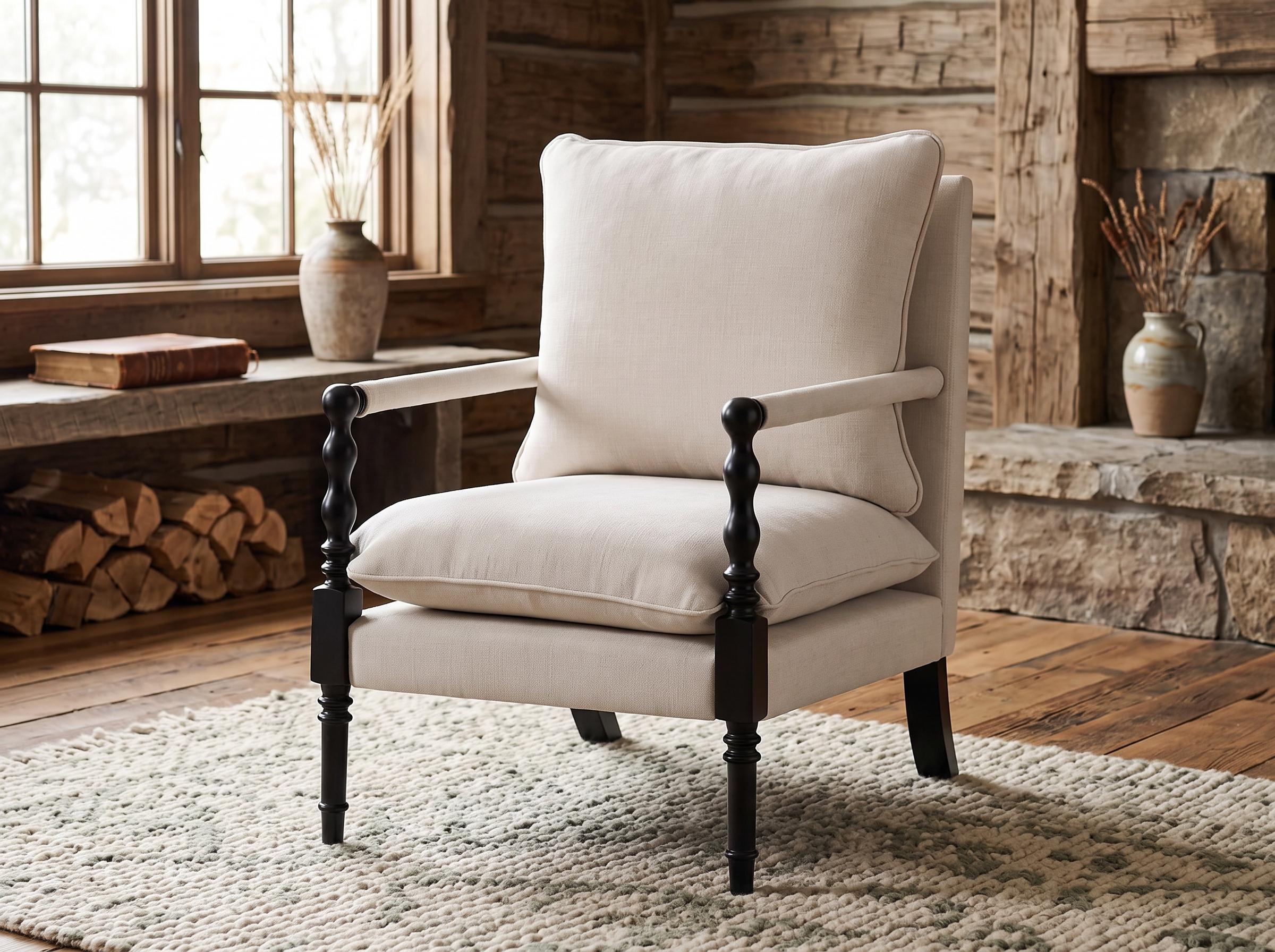 Wood Frame Accent Chair, Brown Beige Chenille Lounge Chair, Removable Cushion, Mid Century Style, Accent Chair For Bedroom & Livingroom