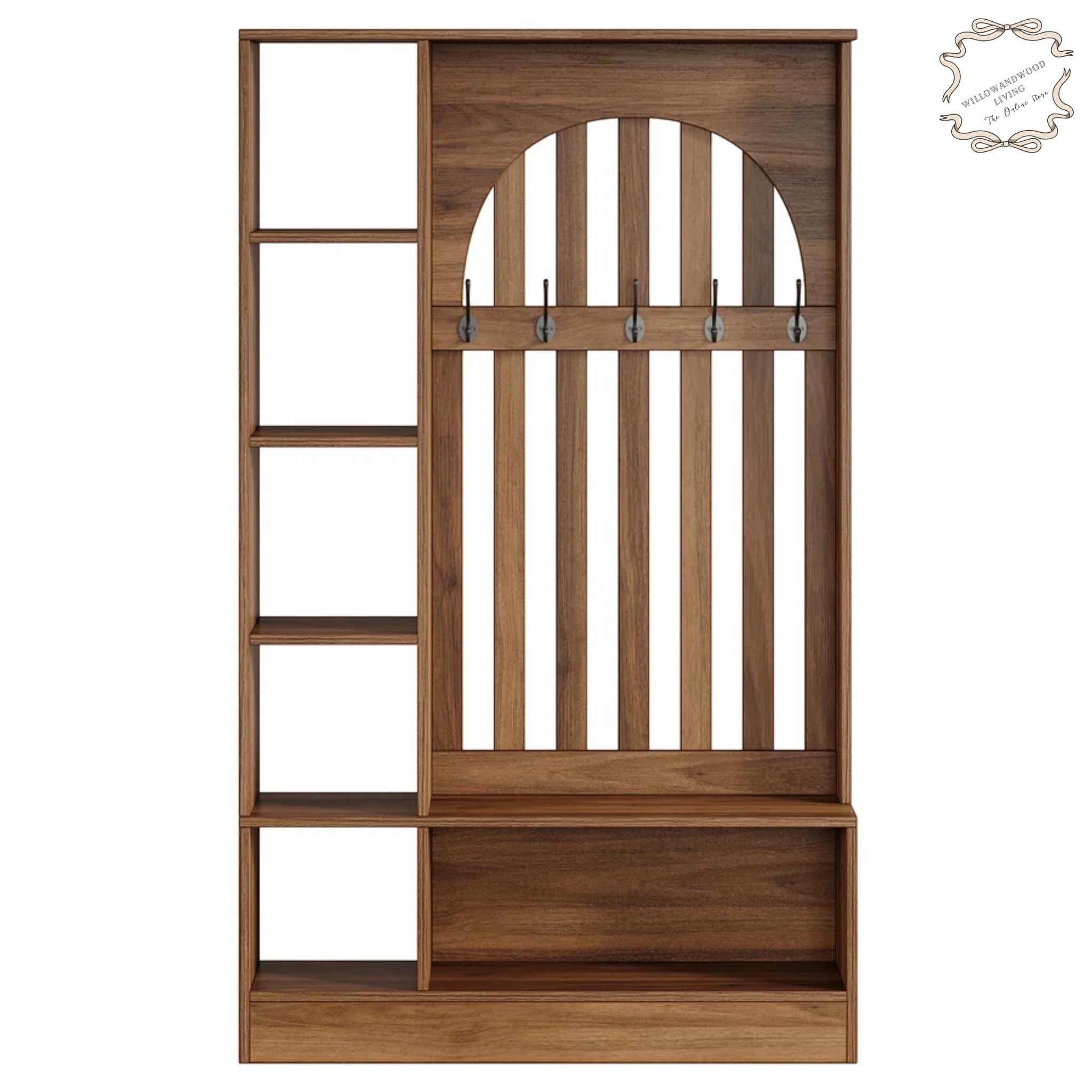 Farmhouse Hall Tree With Bench Coat Rack Shoe Storage Entryway Organizer