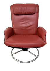 Vintage 1999 IKEA Red Vinyl Swivel Lounge Chair